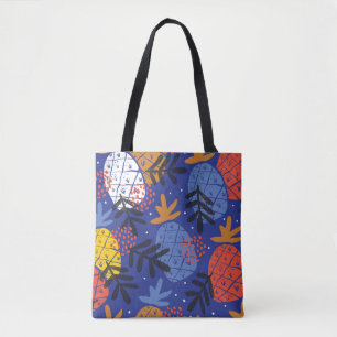Colourful minimalistic abstract pineapples and lea tote bag