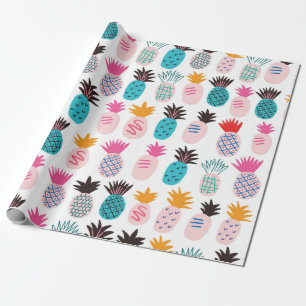 Colourful minimalistic abstract pineapples and lea wrapping paper