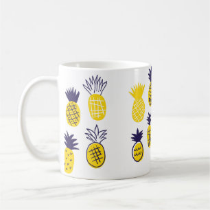 Colourful minimalistic abstract pineapples in scan coffee mug