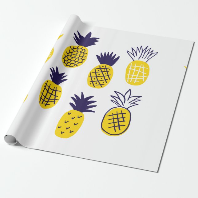 Colourful minimalistic abstract pineapples in scan wrapping paper (Unrolled)