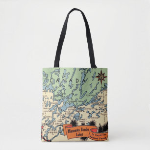 Colourful Minnesota Border Lakes Map Tote Bag