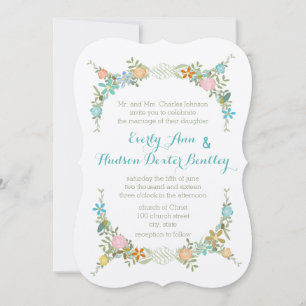 Colourful Mint Bunting Pennant Garland Wedding Invitation