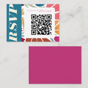 Colourful Mismatch Abstract Floral Wedding RSVP Enclosure Card