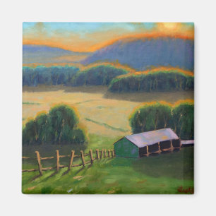 Colourful Missouri Ozark Mountain Farm Sunset Magnet