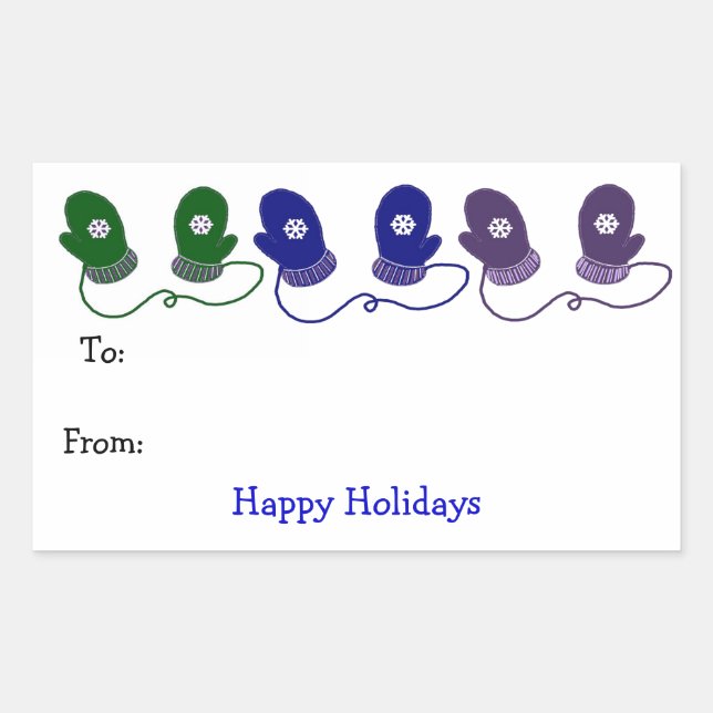 Colourful Mittens Rectangular Sticker (Front)