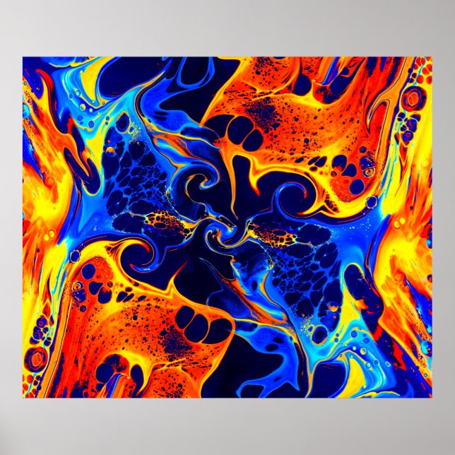 colourful mix of neon paints swirling on black   poster (Front)
