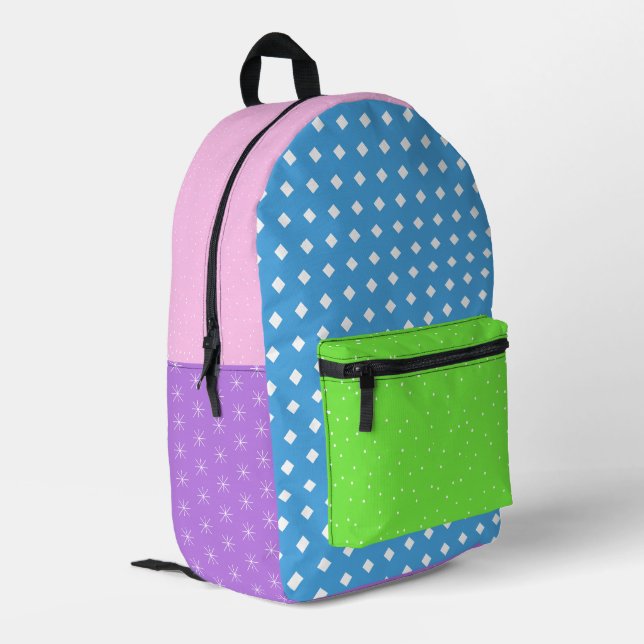 Colourful mix pattern eccentric Backpack (Back Corner Left)
