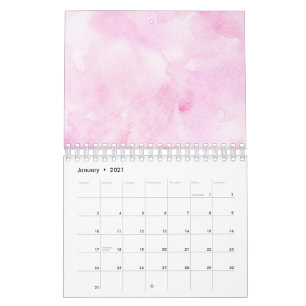 Colourful Mixed Colour Pink Abstract Watercolor Calendar