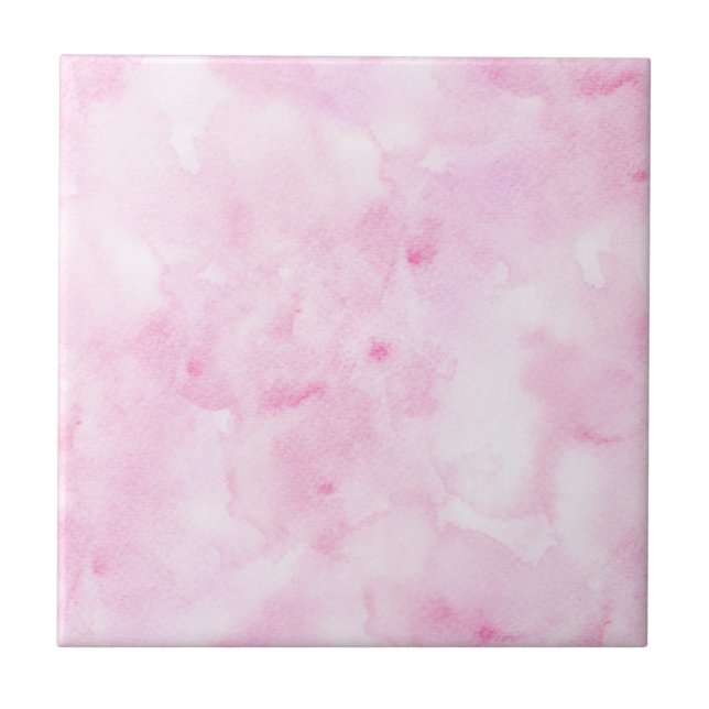 Colourful Mixed Colour Pink Abstract Watercolor Ceramic Tile (Front)