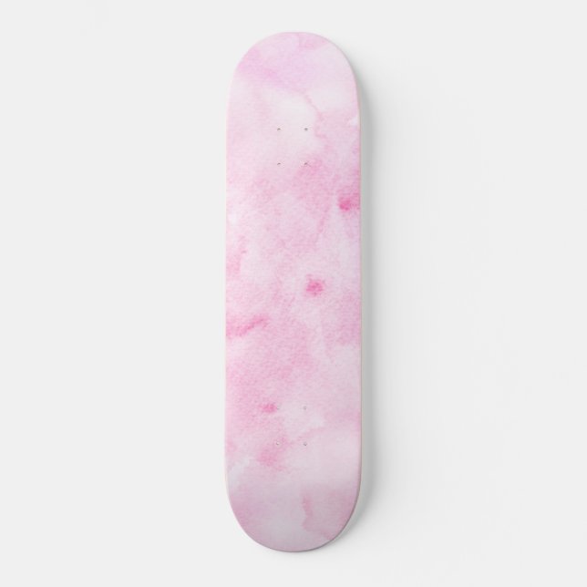 Colourful Mixed Colour Pink Abstract Watercolor Skateboard (Front)