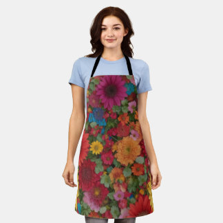 Colourful Mixed Flowers Apron