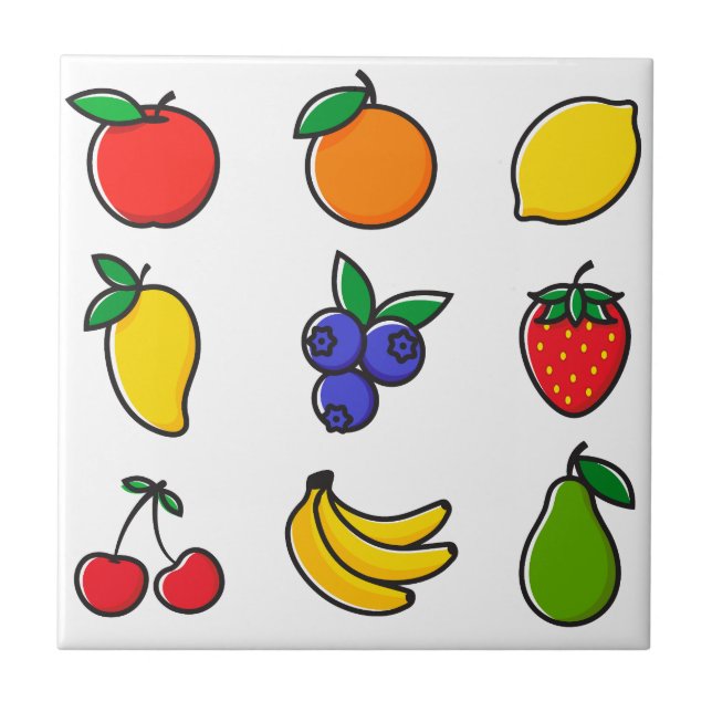 Colourful Mixed Fruit Pattern Ceramic Tile (Front)