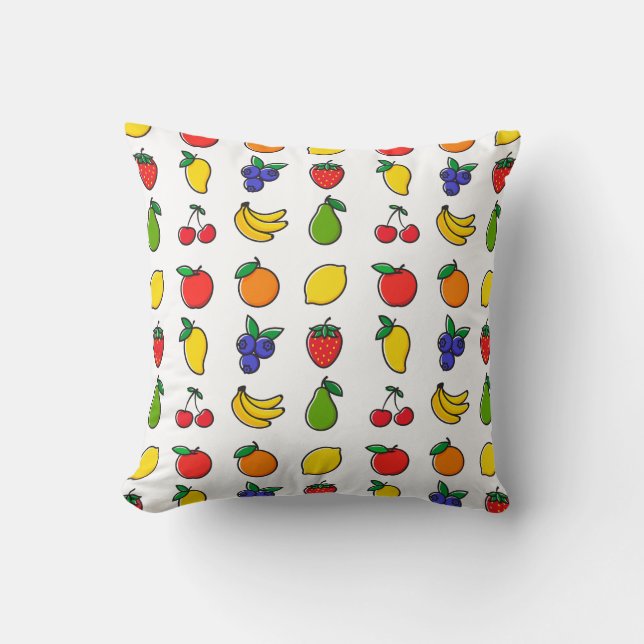 Colourful Mixed Fruit Pattern Cushion (Front)