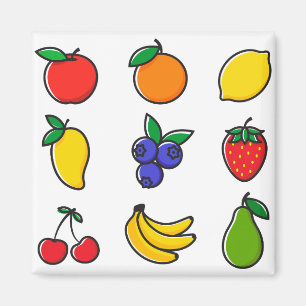 Colourful Mixed Fruit Pattern Magnet
