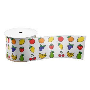 Colourful Mixed Fruit Pattern Satin Ribbon