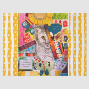 Colourful Mixed Media Cat Collage   Tissue Paper