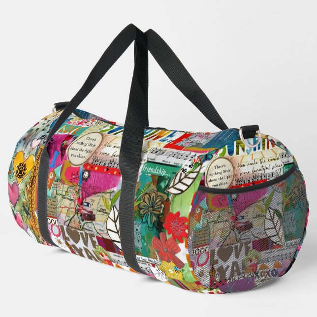 Colourful Mixed Media Inspirational Duffle Bag (Right Corner)