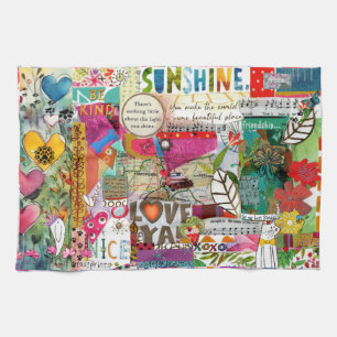 Colourful Mixed Media Inspirational Kitchen Towel