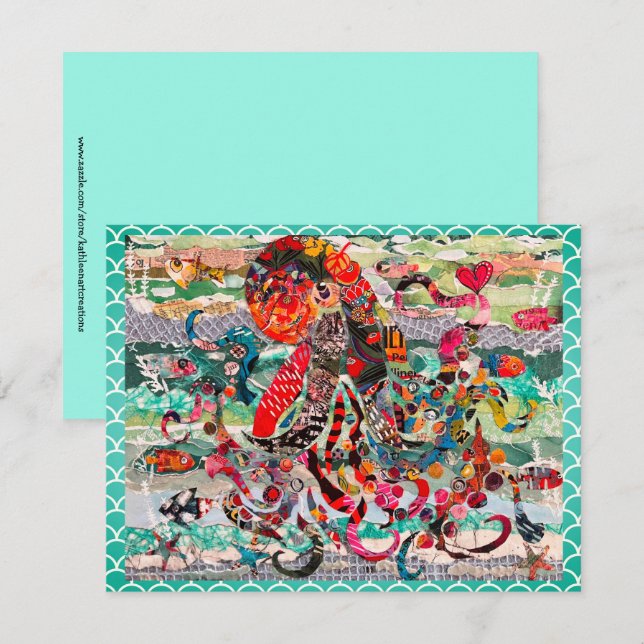 Colourful Mixed Media Octopus Greeting Card (Front/Back)