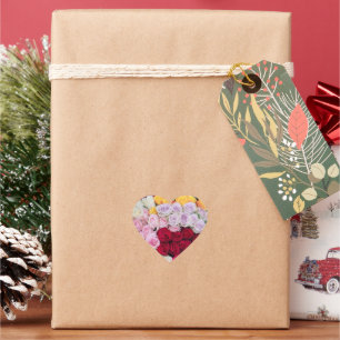 Colourful Mixed Roses Heart Sticker