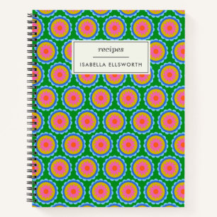 Colourful Mod 60s Bright Flower Mandala Custom Notebook