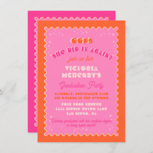 Colourful Mod Bright Bold Retro Graduation Invitation