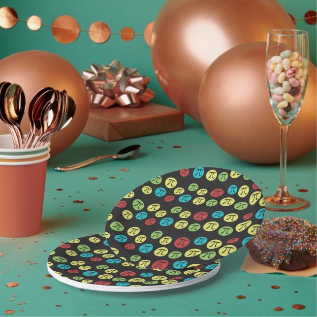 Colourful Mod Pi Symbols Math Themed Paper Plate (Multi)