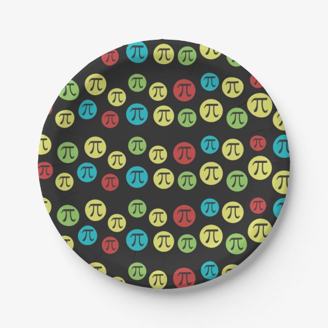 Colourful Mod Pi Symbols Math Themed Paper Plate (Front)