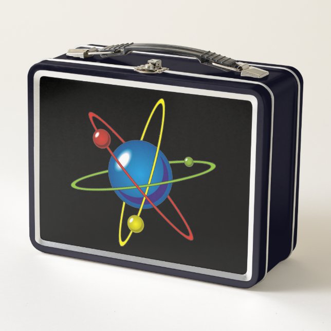 Colourful Model of the Atom Metal Lunch Box (Front)