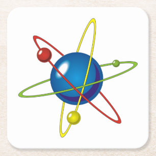 Colourful Model of the Atom Square Paper Coaster