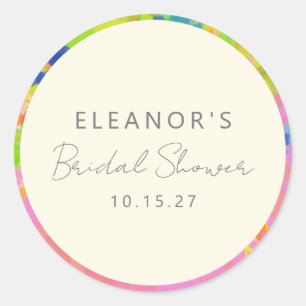 Colourful Modern Abstract Art Bridal Shower Custom Classic Round Sticker