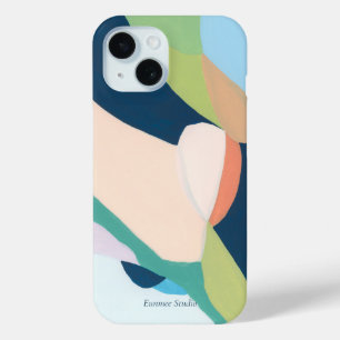 Colourful Modern Abstract Art Custom Name iPhone 15 Case
