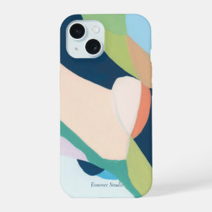 Colourful Modern Abstract Art Custom Name iPhone 15 Case