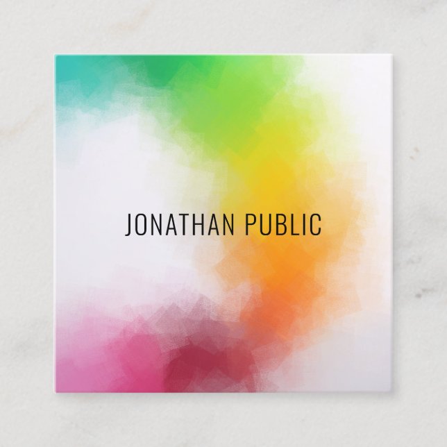 Colourful Modern Abstract Art Elegant Template Square Business Card (Front)