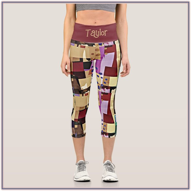 Colourful Modern Abstract Art Pattern Capri Leggings (Creator Uploaded)