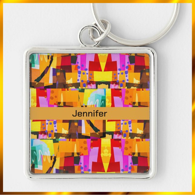 Colourful Modern Abstract Art Pattern Key Ring (Creator Uploaded)