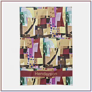 Colourful Modern Abstract Art Pattern Tea Towel