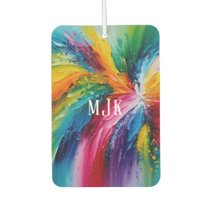 Colourful Modern Abstract Art Personalised Monogra Car Air Freshener