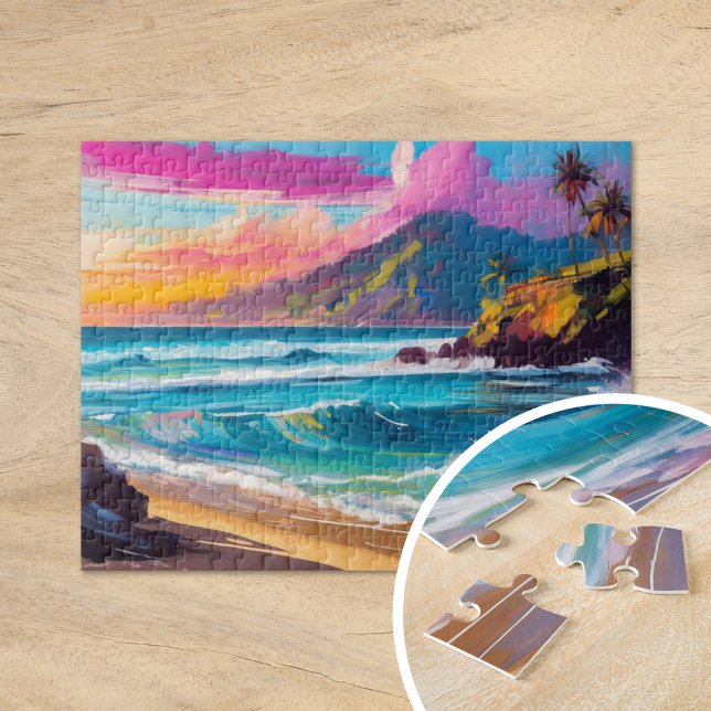 Colourful Modern Abstract Beach Landscape Jigsaw Puzzle (Creator Uploaded)