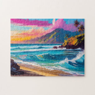 Colourful Modern Abstract Beach Landscape Jigsaw Puzzle