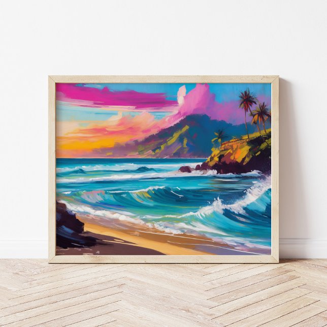 Colourful Modern Abstract Beach Landscape Poster (Creator Uploaded)