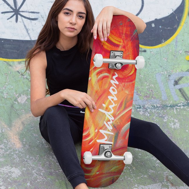 Colourful Modern Abstract Custom Personalised Name Skateboard (Creator Uploaded)