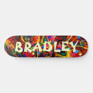 Colourful Modern Abstract Custom Personalised Name Skateboard