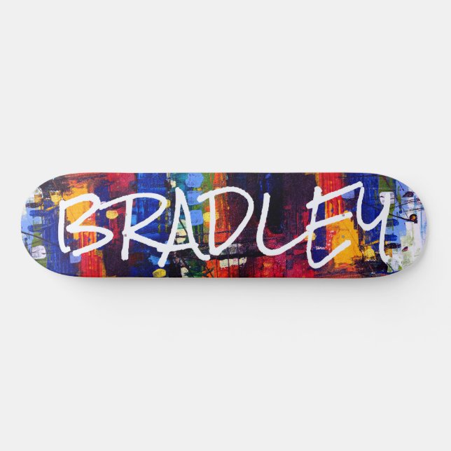 Colourful Modern Abstract Custom Personalised Name Skateboard (Horz)