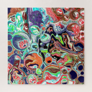 Colourful modern Abstract Fluid Art Jigsaw Puzzle