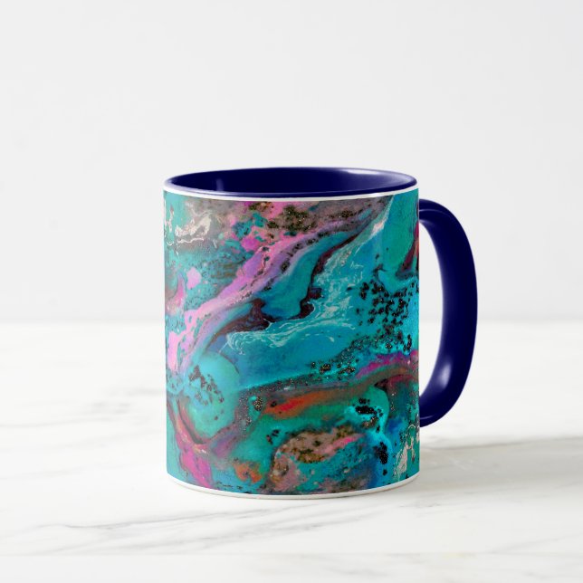 Colourful Modern Abstract Fluid Art Painting Mug (Front Right)