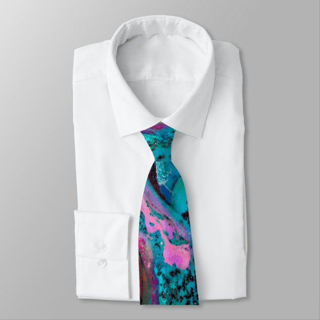 Colourful Modern Abstract Fluid Art Painting  Tie (Tied)