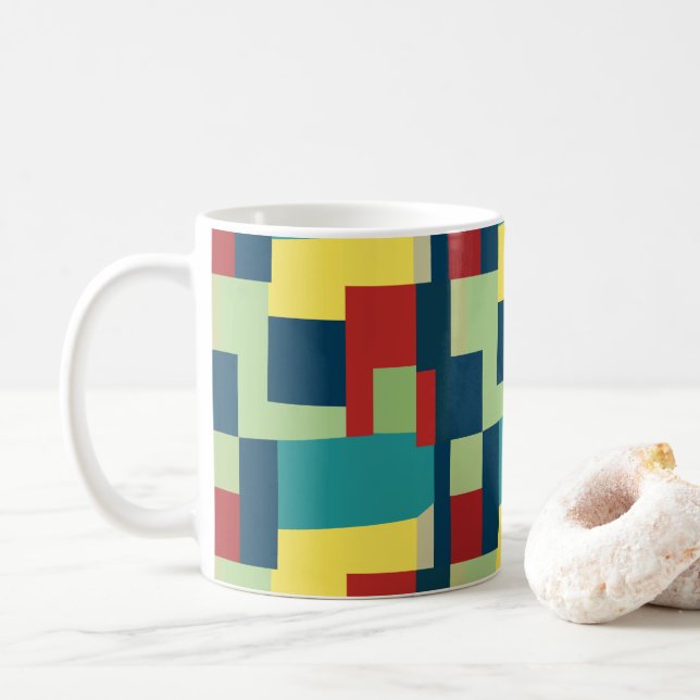 Colourful Modern Abstract Geometric Coffee Mug (With Donut)