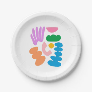 Colourful Modern Abstract Geometric Shapes Art Paper Plate