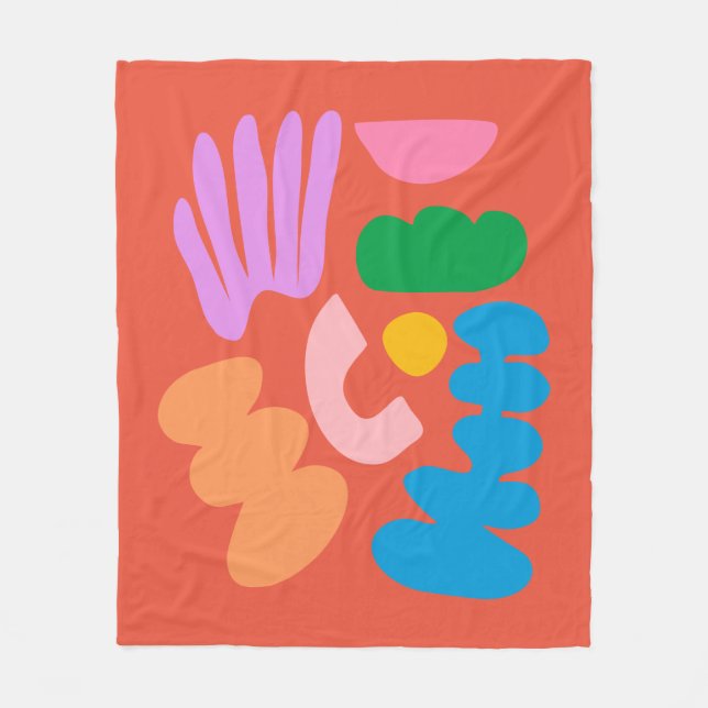Colourful Modern Abstract Geometric Shapes Artwork Fleece Blanket (Front)
